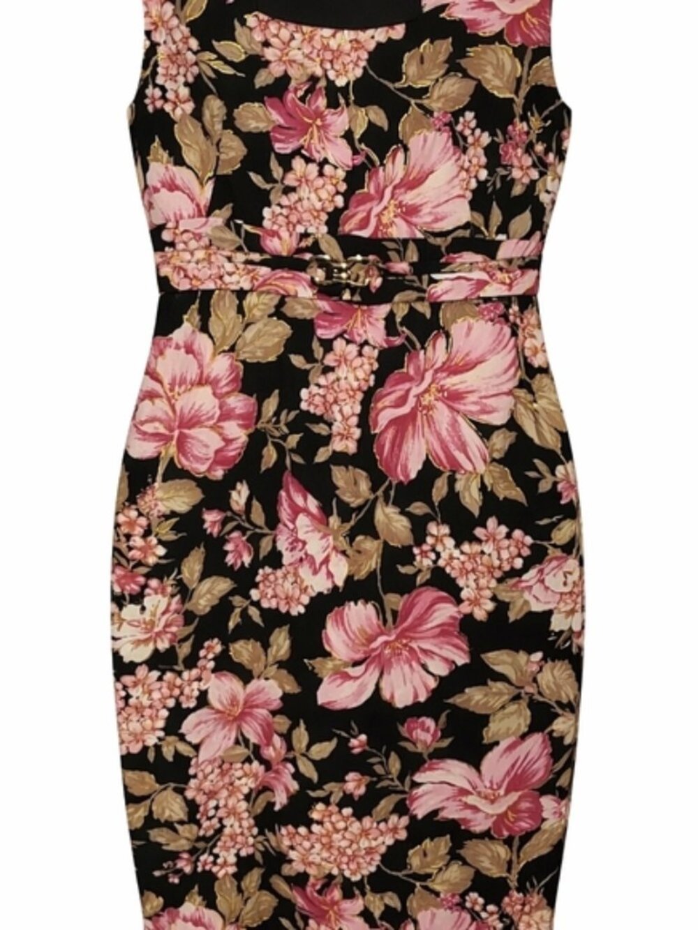 Enfocus Studio Black Dress with Pink Floral Print